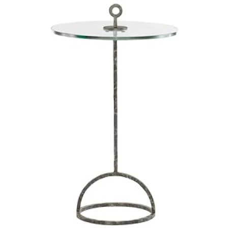 Round Accent Table With Hammered Solid Iron Frame